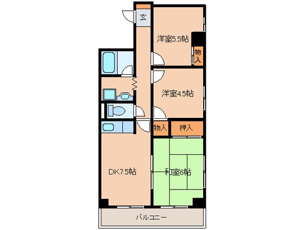 コスモハイム七番町の物件間取画像